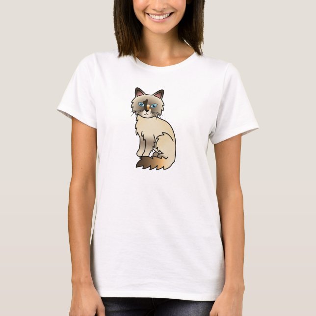 Tortie Point Birman / Ragdoll Katt T-shirt (Framsida)