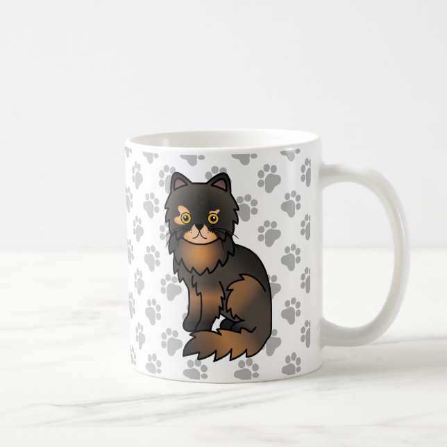 Tortie Point Persian Cute Tecknad Cat Illustration Kaffemugg (Höger)