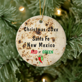 Tortilla & Chili Red eller Grönt Santa Fe Southwes Julgransprydnad Keramik