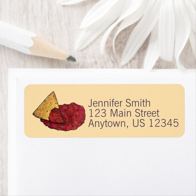 Tortilla Chip och Dip Tomato Salsa Mexiko Food Returadress Etikett (Insitu)