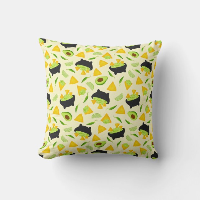 Tortilla Chip och Guacamole Mönster Kudde (Framsida)