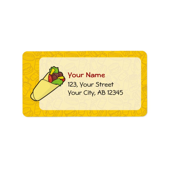 Tortilla Sandwich Wrap Adressetikett (Framsidan)