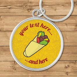Tortilla Sandwich Wrap Keychain Rund Silverfärgad Nyckelring