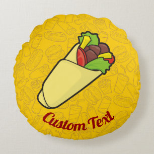 Tortilla Sandwich Wrap Round Pillow Rund Kudde