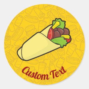 Tortilla Sandwich Wrap Sticker Runt Klistermärke