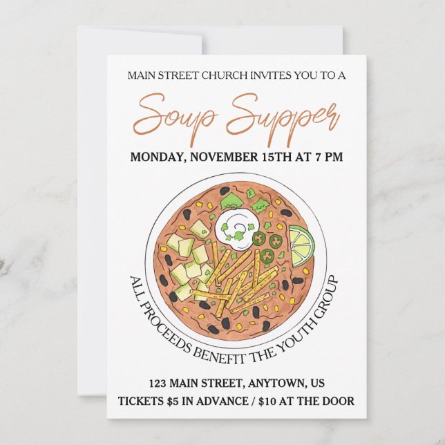 Tortilla Soppa Cookoff Konkurrensleverantörer Livs Inbjudningar (Framsida)