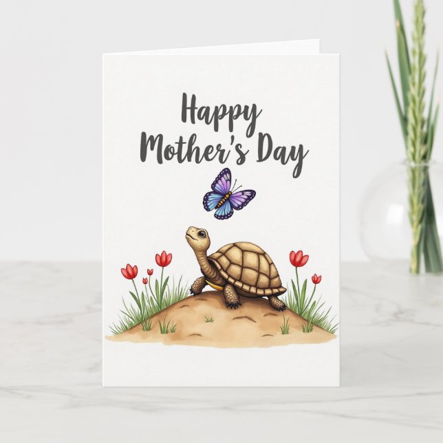 Tortoise Floral Mothers Day Card Kort (Framsida)