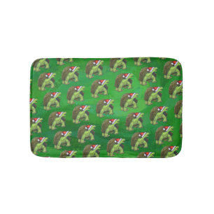 Tortoise i Santa Hat On Grönt Badrumsmatta