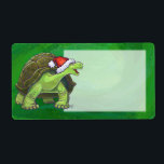 Tortoise i Santa Hat On Grönt Fraktsedel<br><div class="desc">Djurplåstret Parad i en jultomt på Gröntens julklappar och Dekorationer är vårt visuella konstverk av en söt sköldpadda som är utsliten i en röd julhatt med en texturerad grönt som målats av vår talangfulla djurartist, Traci Van Wagoner. På baksidan av många av de här roligt djurgåvorna hittar du också vår...</div>