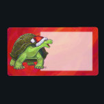Tortoise jul på Red Fraktsedel<br><div class="desc">Djurplåstret Parad i Santa Hat på Red Jul Gifts and Suppories är vår roligt av en söt sköldpadda som är utsliten för helgdagarna i en röd julhatt mot en texturerad röd bakgrund. På baksidan av många av de här roligt djurgåvorna hittar du också vår vita sköldpadda från baksidan som bär...</div>