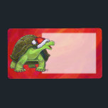 Tortoise jul på Red Fraktsedel<br><div class="desc">Djurplåstret Parad i Santa Hat på Red Jul Gifts and Suppories är vår roligt av en söt sköldpadda som är utsliten för helgdagarna i en röd julhatt mot en texturerad röd bakgrund. På baksidan av många av de här roligt djurgåvorna hittar du också vår vita sköldpadda från baksidan som bär...</div>