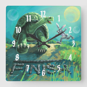Tortoise och Hare Art Fyrkantig Klocka