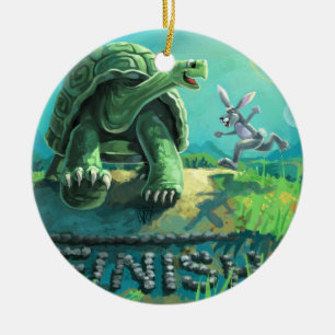 Tortoise och Hare Art Julgransprydnad Keramik