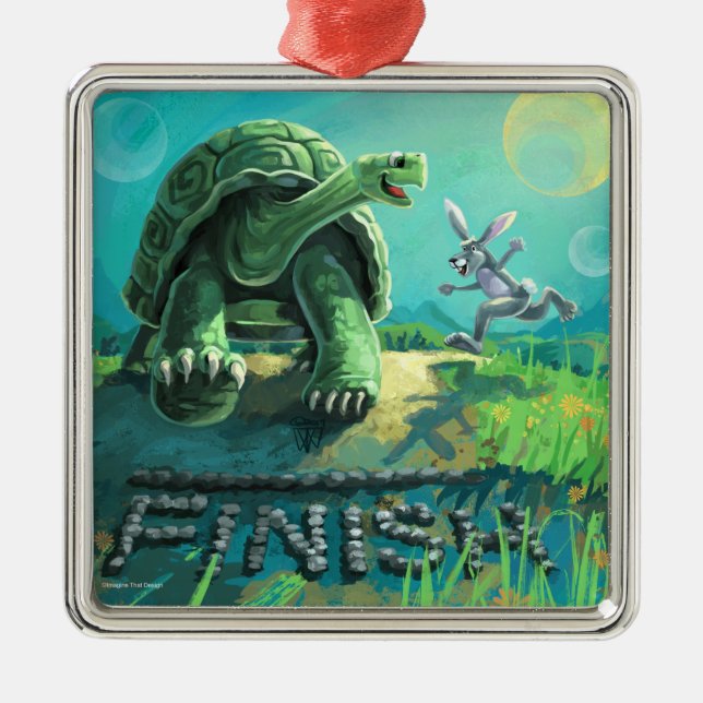 Tortoise och Hare Art Julgransprydnad Metall (Framsidan)