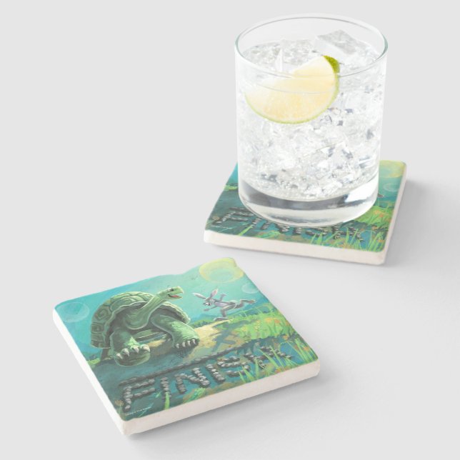 Tortoise och Hare Art Stenunderlägg (Sidan)