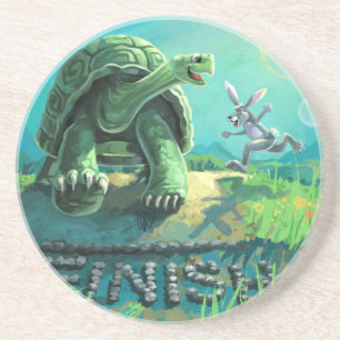 Tortoise och Hare Art Underlägg
