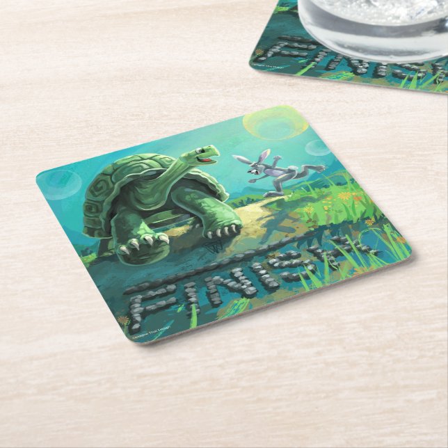 Tortoise och Hare Art Underlägg Papper Kvadrat (Vinklad)