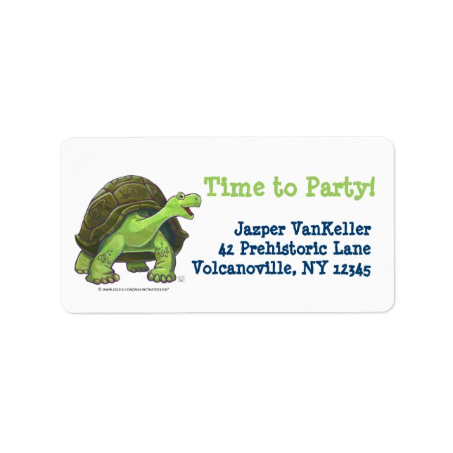 Tortoise Party Centre Adressetikett (Framsidan)
