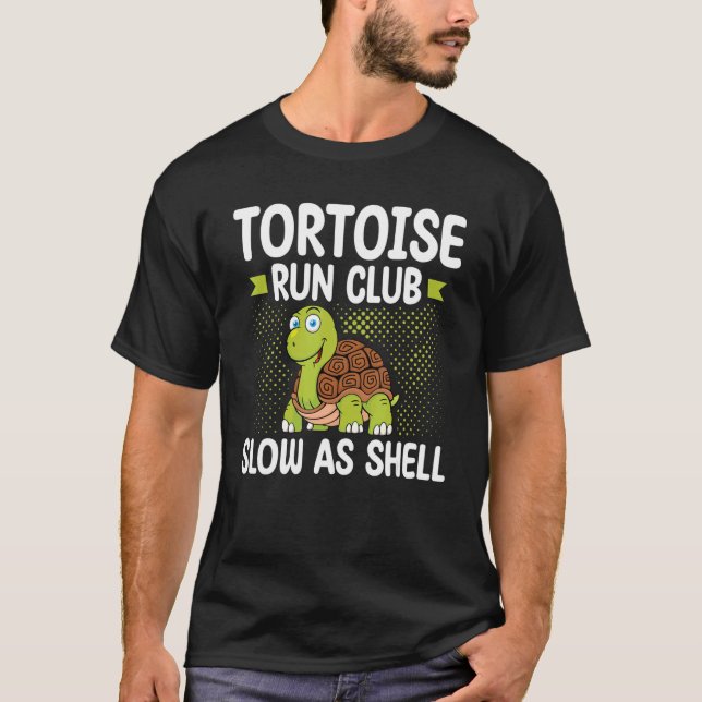 Tortoise Running Klubb Slow As Snäcka Springer Mar T Shirt (Framsida)