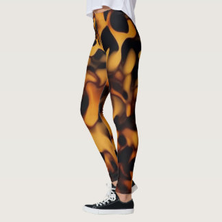 Tortoise Shell Turtle Shell Pattern Amber Brown Leggings