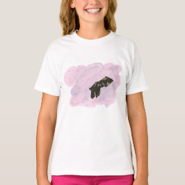 Tortoise Snäcka Cat Lutning i Rosa Star Fabric T Shirt