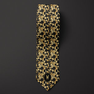Tortoise Snäcka Guld Abstrakt Monogram Neck Tie Slips