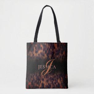 Tortoise Snäcka Mönster Animal Print Monogram Na Tygkasse