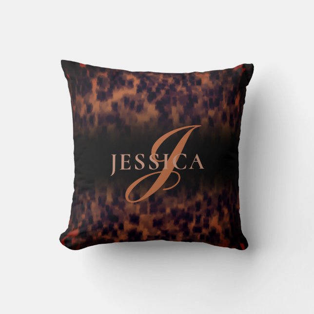 Tortoise Snäcka Mönster Animal Print Monogram Namn Kudde (Framsida)