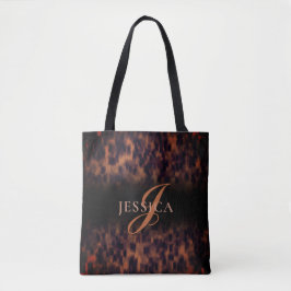 Tortoise Snäcka Mönster Animal Print Monogram Namn Tygkasse