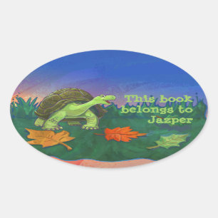 Tortoise Stationery Ovalt Klistermärke
