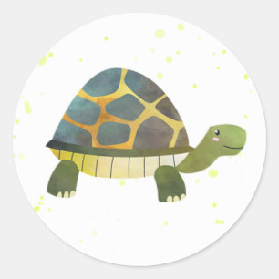 Tortoise Stickers - Dekorationerna Turtle Party Runt Klistermärke