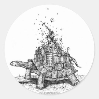 Tortoise Town Sticker:D (gigantisk sköldpadda/sköl Runt Klistermärke
