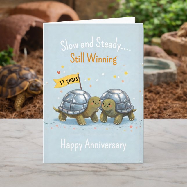 Tortoises anniversary Turtle 11th wedding Kort (Skapare uppladdad)