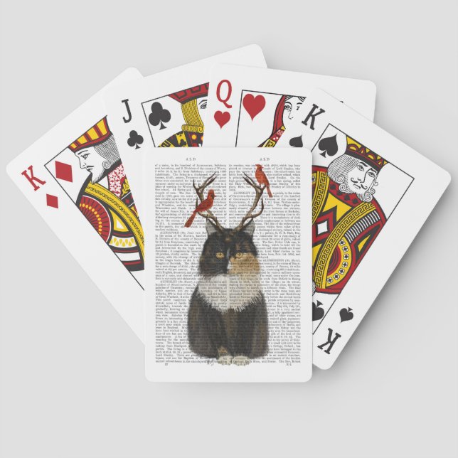 Tortoiseshell Cat med Antlers och Red Birds Casinokort (Baksidan)