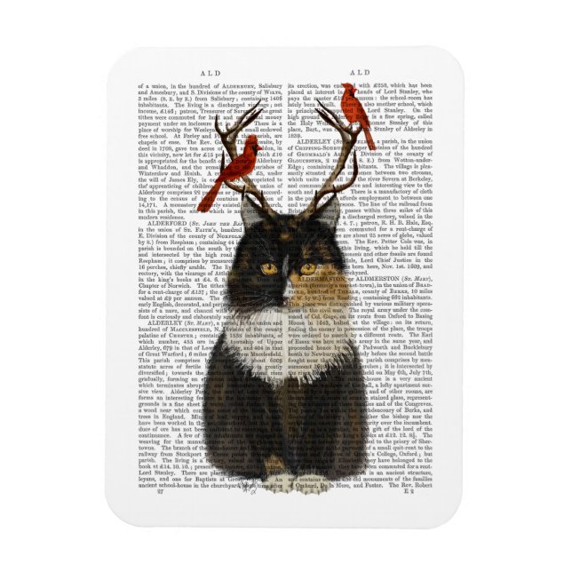Tortoiseshell Cat med Antlers och Red Birds Magnet (Vertikal)