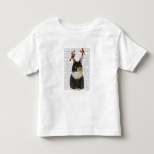 Tortoiseshell Cat med Antlers och Red Birds T Shirt
