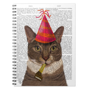 Tortoiseshell Cat med Party Hat Anteckningsbok