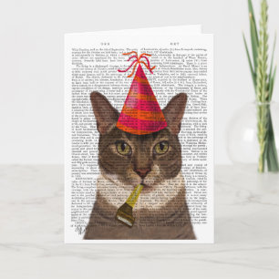 Tortoiseshell Cat med Party Hat Kort
