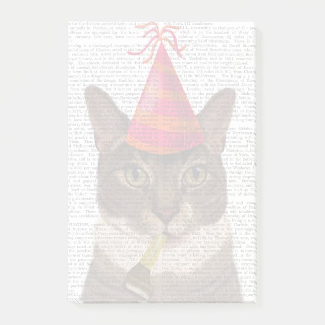 Tortoiseshell Cat med Party Hat Post-it Block (Framsida)