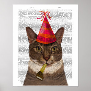 Tortoiseshell Cat med Party Hat Poster