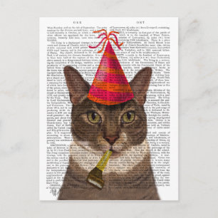 Tortoiseshell Cat med Party Hat Vykort
