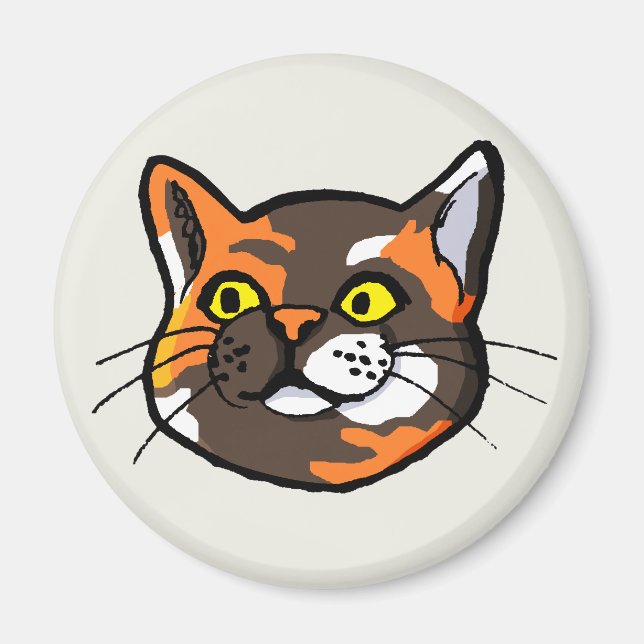 Tortoiseshell Cat Teckning Fridge Magnet (Framsidan)