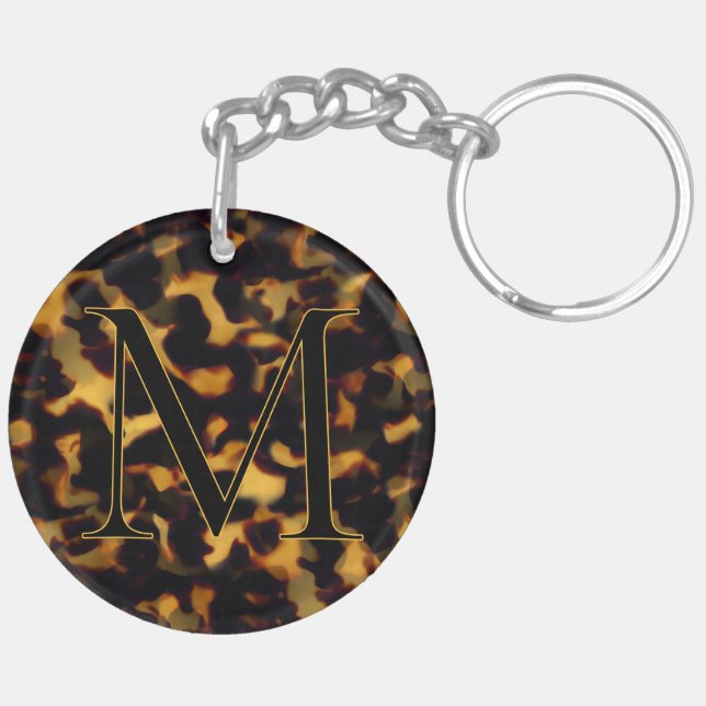 Tortoiseshell Initial Keychain Custom Letter (Vänster Baksida)