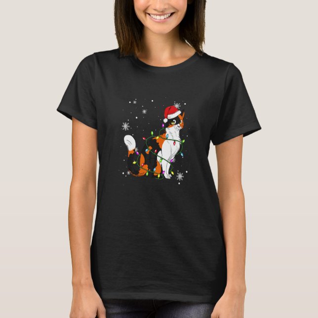 Tortoiseshell Katt jul Ljus jul julklapp S T Shirt (Framsida)