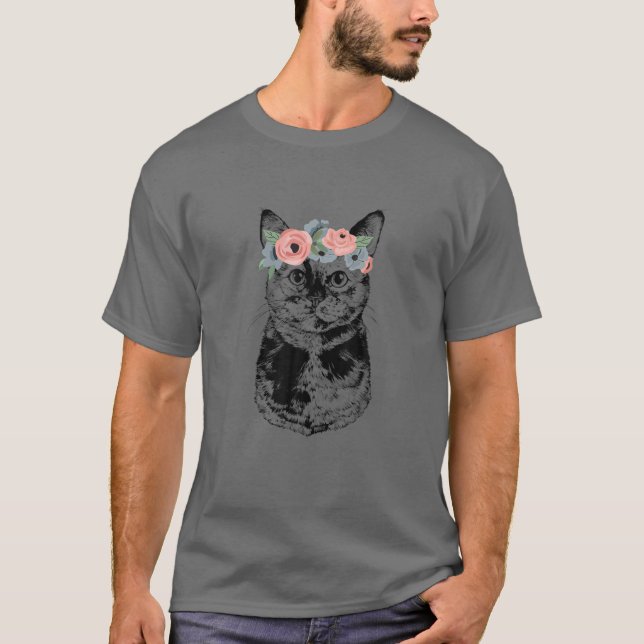 Tortoisskal med Blommigt Hårbandshölje T Shirt (Framsida)