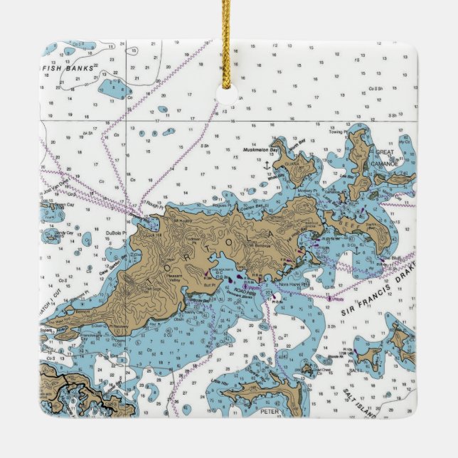 Tortola BVI-diagram Julgransprydnad Keramik (Baksida)