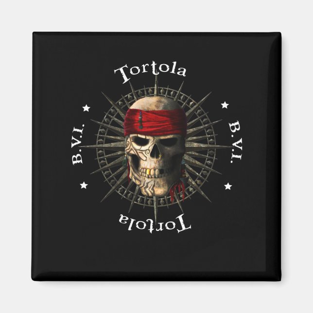Tortola BVI Pirat Skull Magnet (Framsidan)