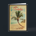 Tortola Handflatan Träd Vintage resor Kort<br><div class="desc">Ett unikt modernt Tortola Virgin-öarnas nyskapande i mitten av århundradet i vintage resor poster stil. Den har en böjd handflatan träd på sandstranden med hav under ett blått grumligt himlar.</div>