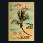 Tortola Handflatan Träd Vintage resor Poster<br><div class="desc">Ett unikt modernt Tortola Virgin-öarnas nyskapande i mitten av århundradet i vintage resor poster stil. Den har en böjd handflatan träd på sandstranden med hav under ett blått grumligt himlar.</div>