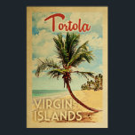 Tortola Handflatan Träd Vintage resor Poster<br><div class="desc">Ett unikt modernt Tortola Virgin-öarnas nyskapande i mitten av århundradet i vintage resor poster stil. Den har en böjd handflatan träd på sandstranden med hav under ett blått grumligt himlar.</div>